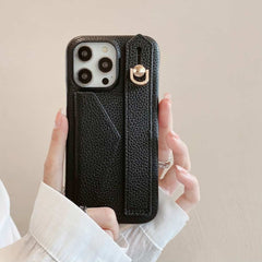 Wallet Card Holder Phone Case with Wrist Strap for iPhone 16 Series