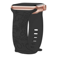 Engraved Pattern Silicone Watch Bands Straps with Butterfly Clasp