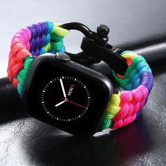 Dual-Color Nylon Double Braided Watch Band with Black Steel Buckle