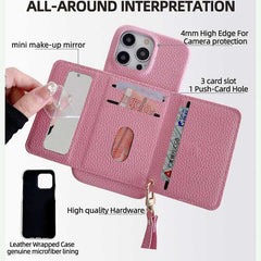 Wallet Phone Case with Lanyard and Mirror for iPhone 11 Series