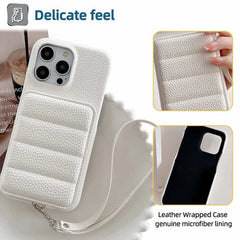 Down Jacket Wallet Card Holder Phone Case with Lanyard for iPhone 11 Series