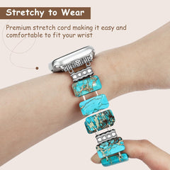Sky Blue Imperial Stone Elastic Beaded Watch Band