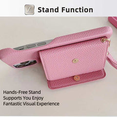 Wallet Phone Case with Lanyard and Mirror for iPhone 15 Series