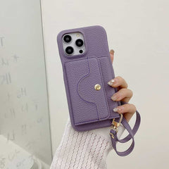 Wallet Phone Case with Lanyard and Mirror for iPhone 16 Series