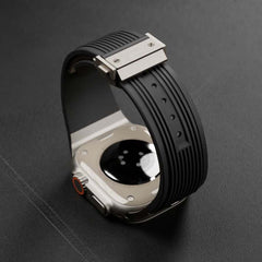 Titanium-colored Metal Connector Silicone Watch Band