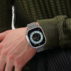 Men's Stainless Steel  Bracelet Watch Band with Woven Mesh and Glossy Finish