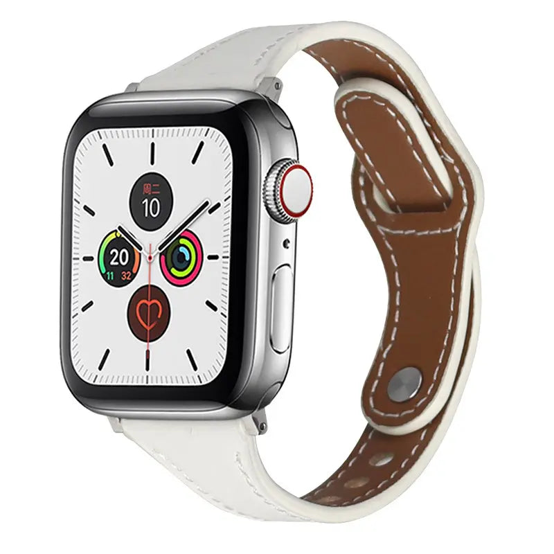 Compatible with iwatch series 1-9 small waist stylish simple leather bands white