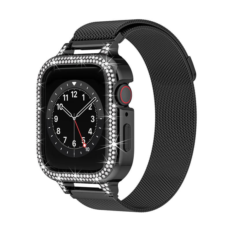 TPU Fram with Integrated Faux Diamond-Studded and Metal Watch Bands