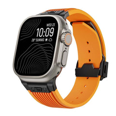 Titanium-colored Metal Connector Silicone Watch Band