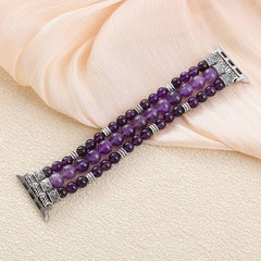 Amethyst Beaded Handmade Stretch Bracelet Watch Band