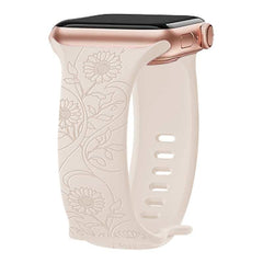 Engraved Pattern Silicone Watch Bands Straps with Butterfly Clasp